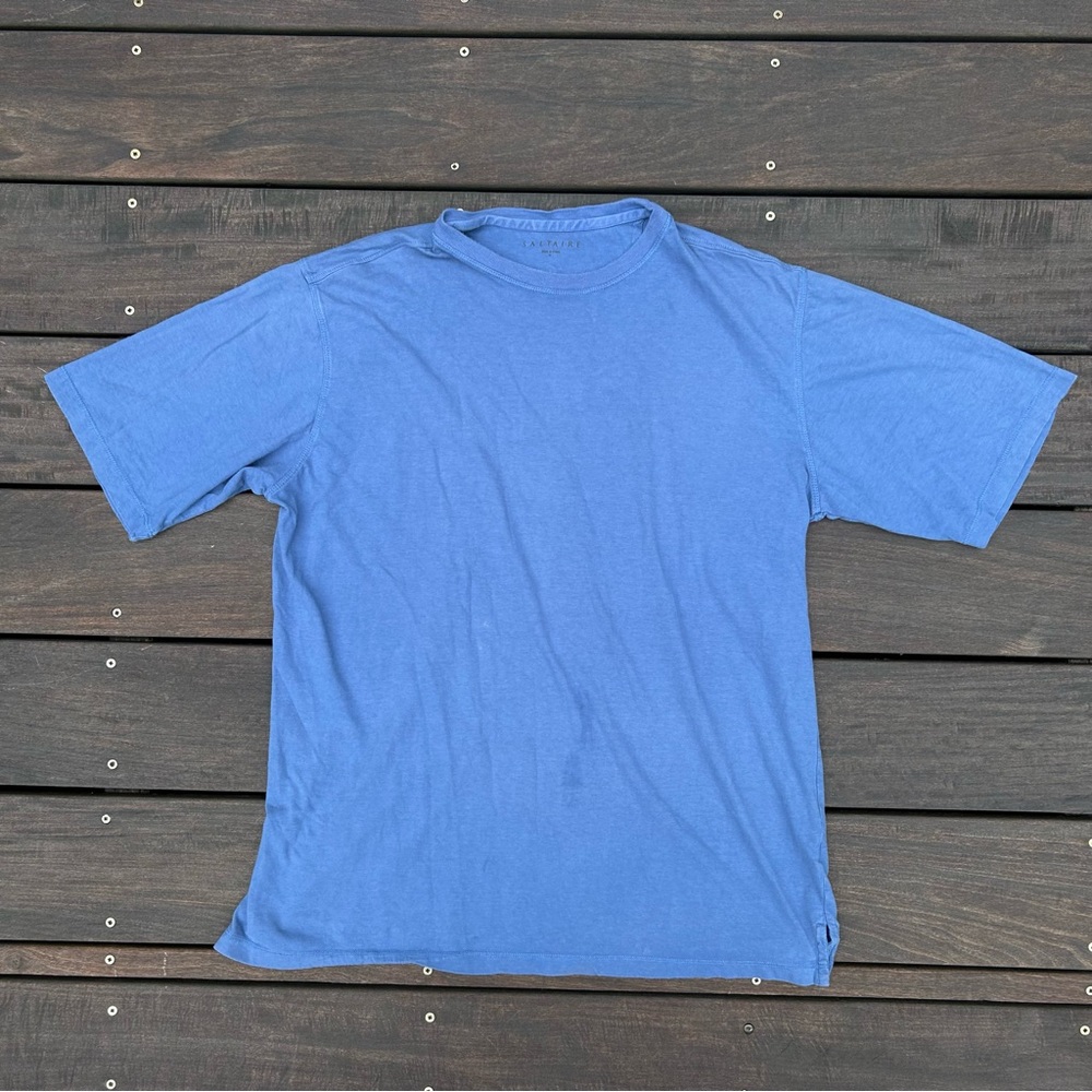 Plain Blue Saltaire T-shirt w/ Small Logo Embroidery on the Back